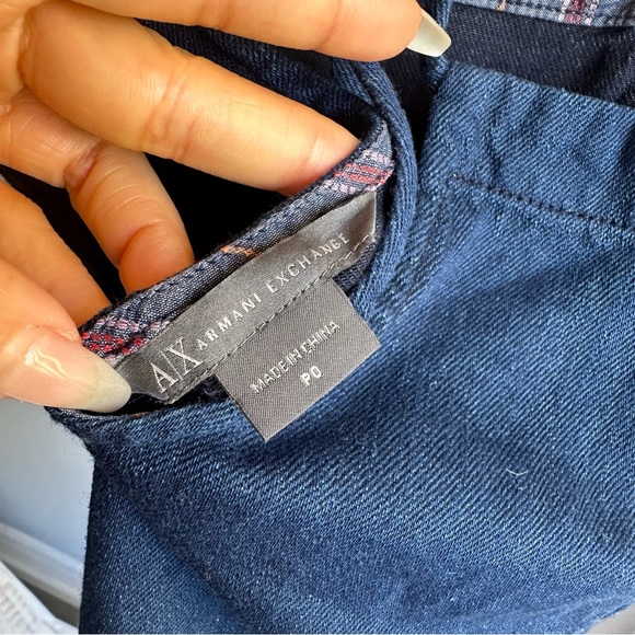 NWOT Vintage Armani Exchange Strappy Dark Wash Denim Mini Dress w/ Pockets - Picture 10 of 10